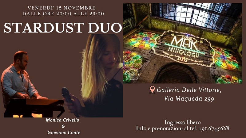  Palermo, alla Galleria delle Vittorie, “Stardust Duo”, il progetto jazz di Monica Crivello e Giovanni Conte