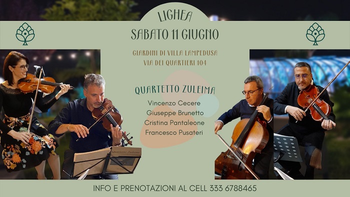  Palermo, il Quartetto Zuleima a “Lighea – I Giardini di Villa Lampedusa”